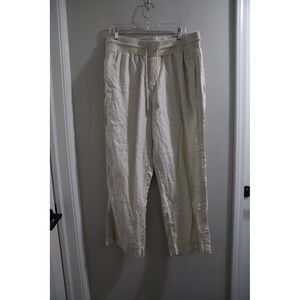 Quince Linen Lounge Pants Beige Elastic Waist Drawstring Wide Leg Size XL